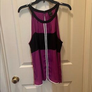 Worthington Colorblock Sleeveless Blouse - Purple and Black